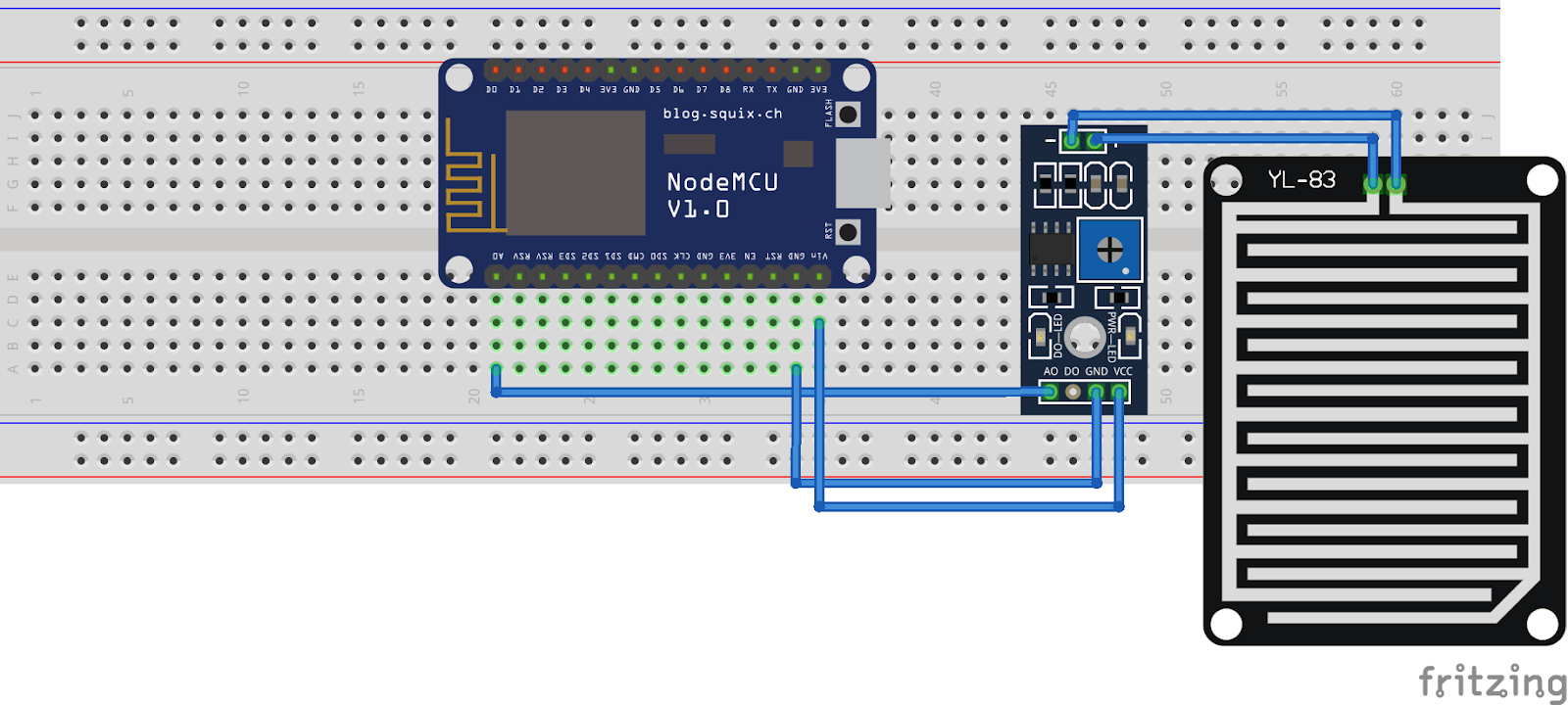 Interface raindrop sensor to NodeMcu For Beginner Mechatronics LAB