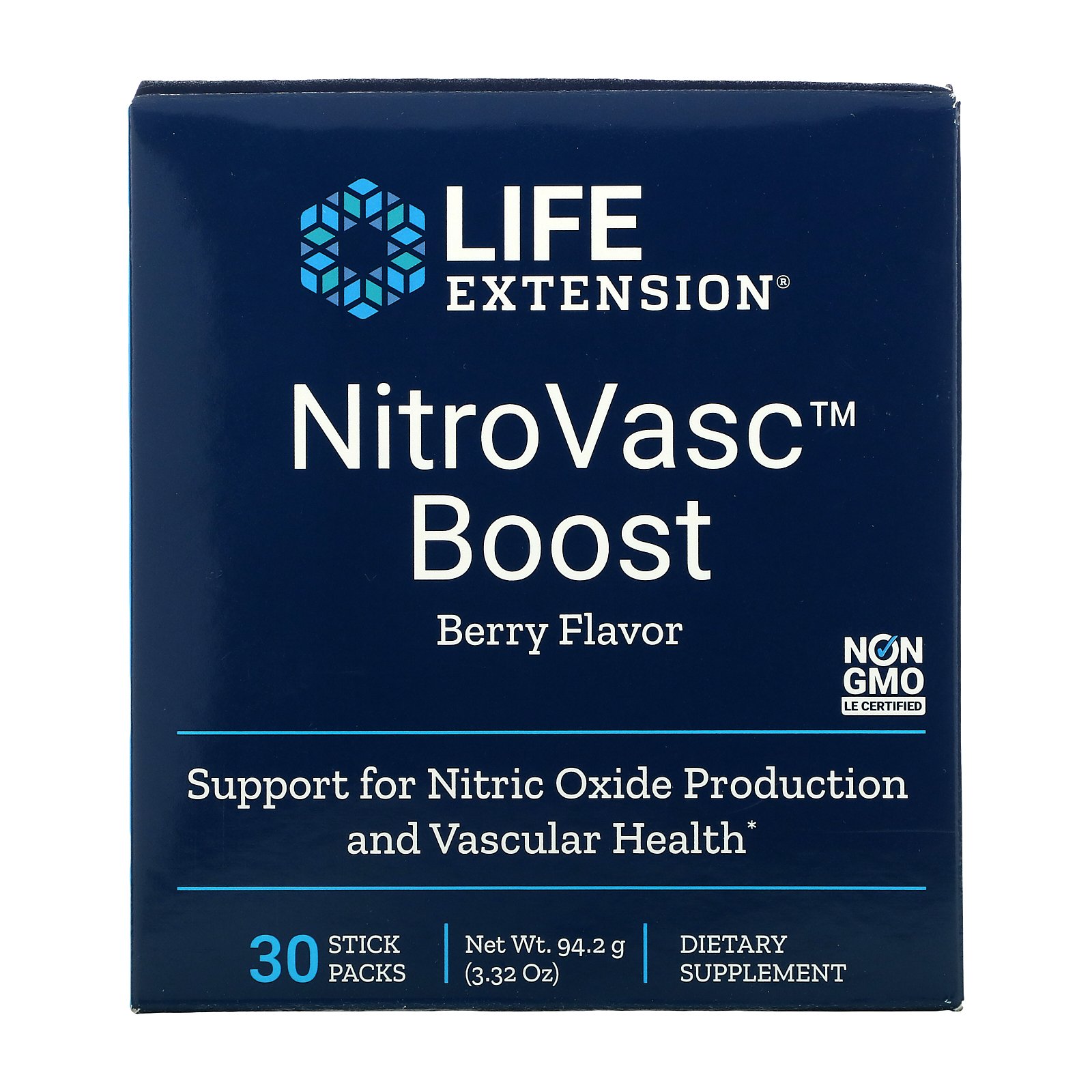 Life Extension, NitroVasc Boost, ягодный вкус, 30 пакетиков