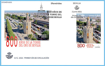 Filatelia - VIII Centenario Torre del Oro de Sevilla - 2021.06.02 - Sobre Primer día