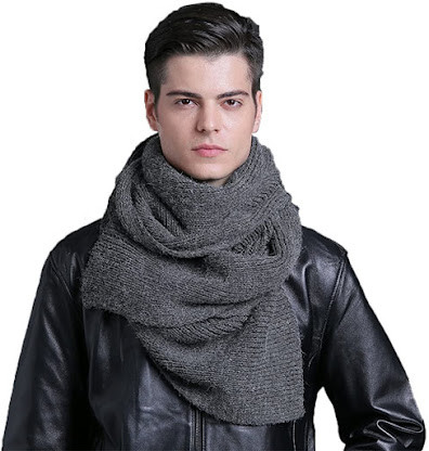 Knitted Dark Grey Men's Cold Weather Winter Scarves