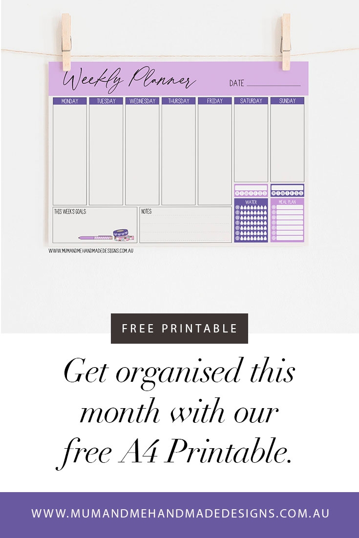 Free PDF A4 Weekly Planner Printable by Mum and Me Handmade Designs