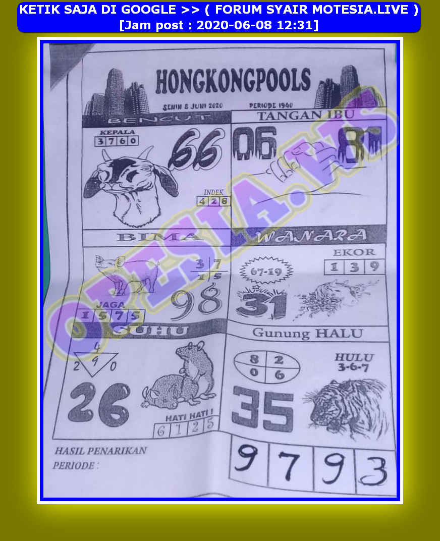 SYAIR HK MALAM INI SENIN 8 JUNI 2020 - JokerJitu