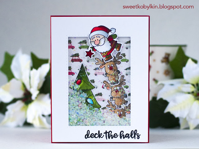 Christmas Shaker Card with Gerda Steiner Designs Stamps Reindeer And A Tree