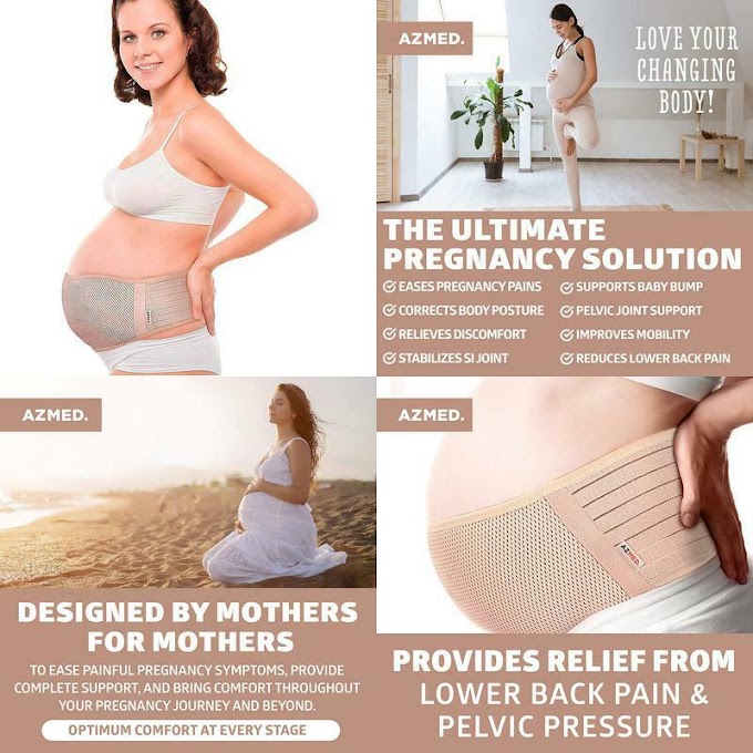 AZMED Maternity Belt, Happy Mothers, Lightweight Abdominal Binder, One-Size Breathable Abdominal Binder & Back Support