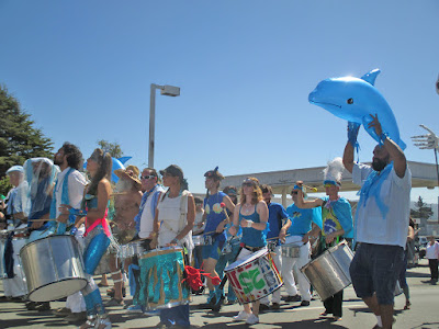 Inflatable Dolphin at the All Species Samba Parade in Arcata CA - Arcata, California - Dancers, Drummers, Music, Art, Celebration and Parades - Photographs by gvan42 Greg Vanderlaan