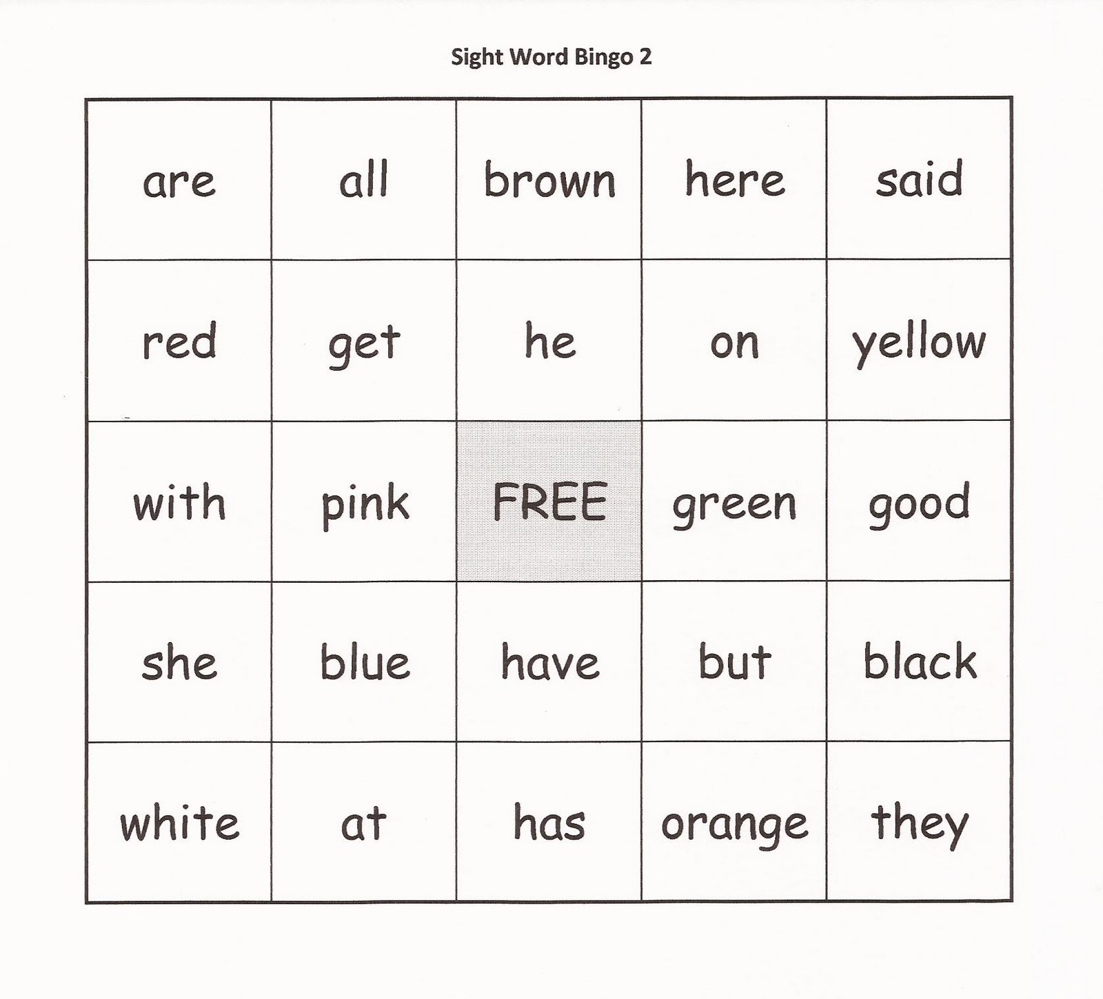 Relentlessly Fun, Deceptively Educational: Sight Word Bingo
