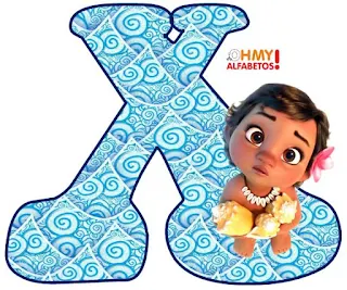 Alfabeto de Moana Bebé sobre el Agua. Moana Baby Alphabet.