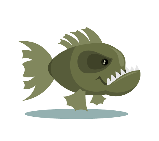 Piraña malencarada - cartoon vector