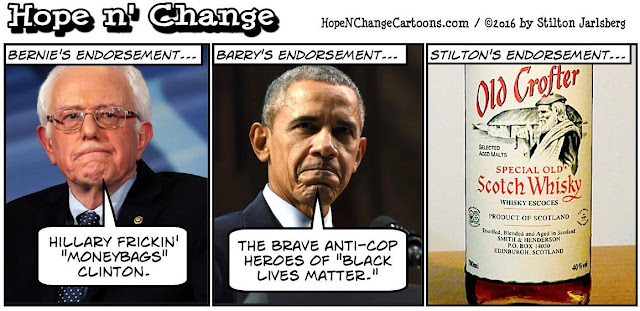 obama, obama jokes, political, humor, cartoon, conservative, hope n' change, hope and change, stilton jarlsberg, bernie, hillary, dallas, blm, old crofter, scotch