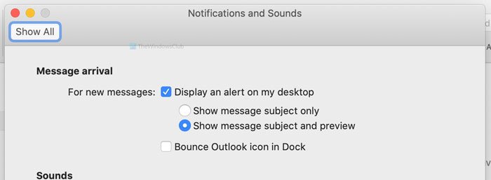 Mac에서 Outlook 알림이 작동하지 않음