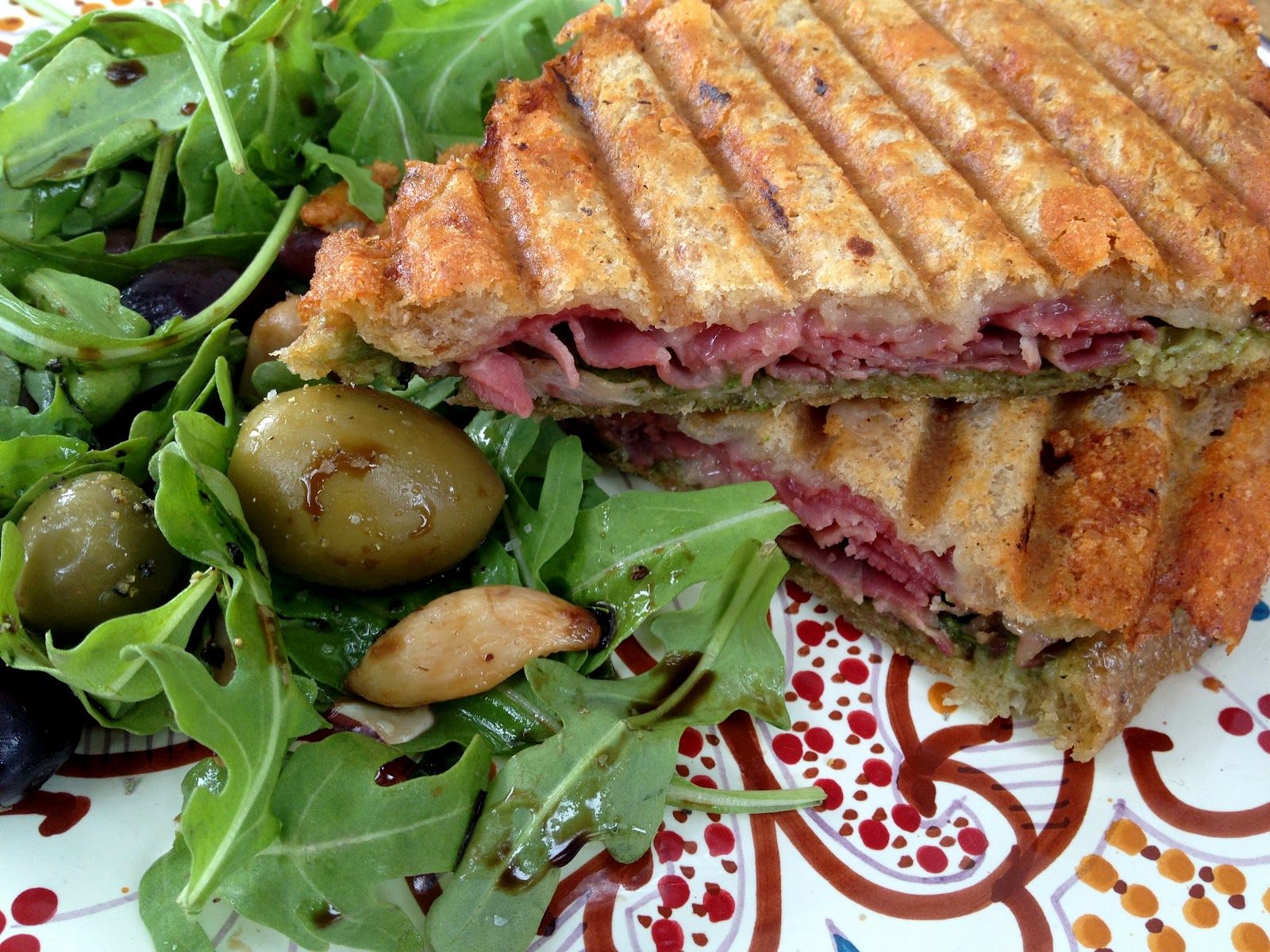 Pesto Panini with Italian Ham and Cheese