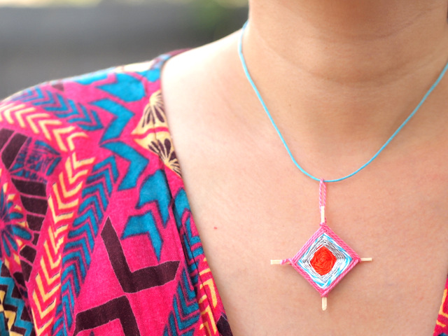Make Tiny God's Eye Woven Pendants - Such a cute craft for older kids!