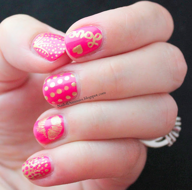 Nails4Dummies - Pink and Gold Love Nails