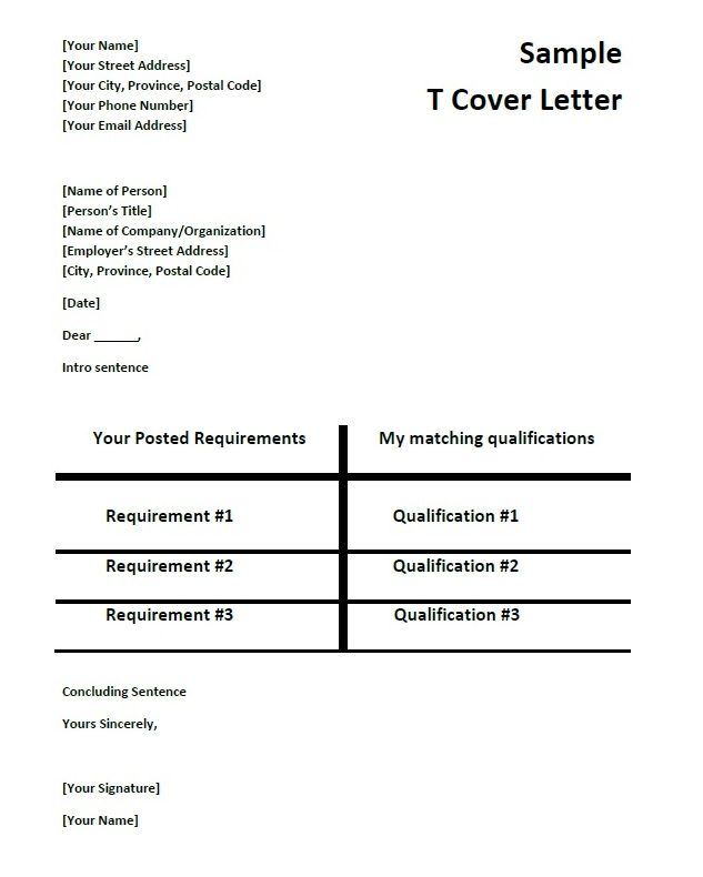 T Format Cover Letter Template ~ Resume Letter T Format Cover Letter Template ~ Resume Letter