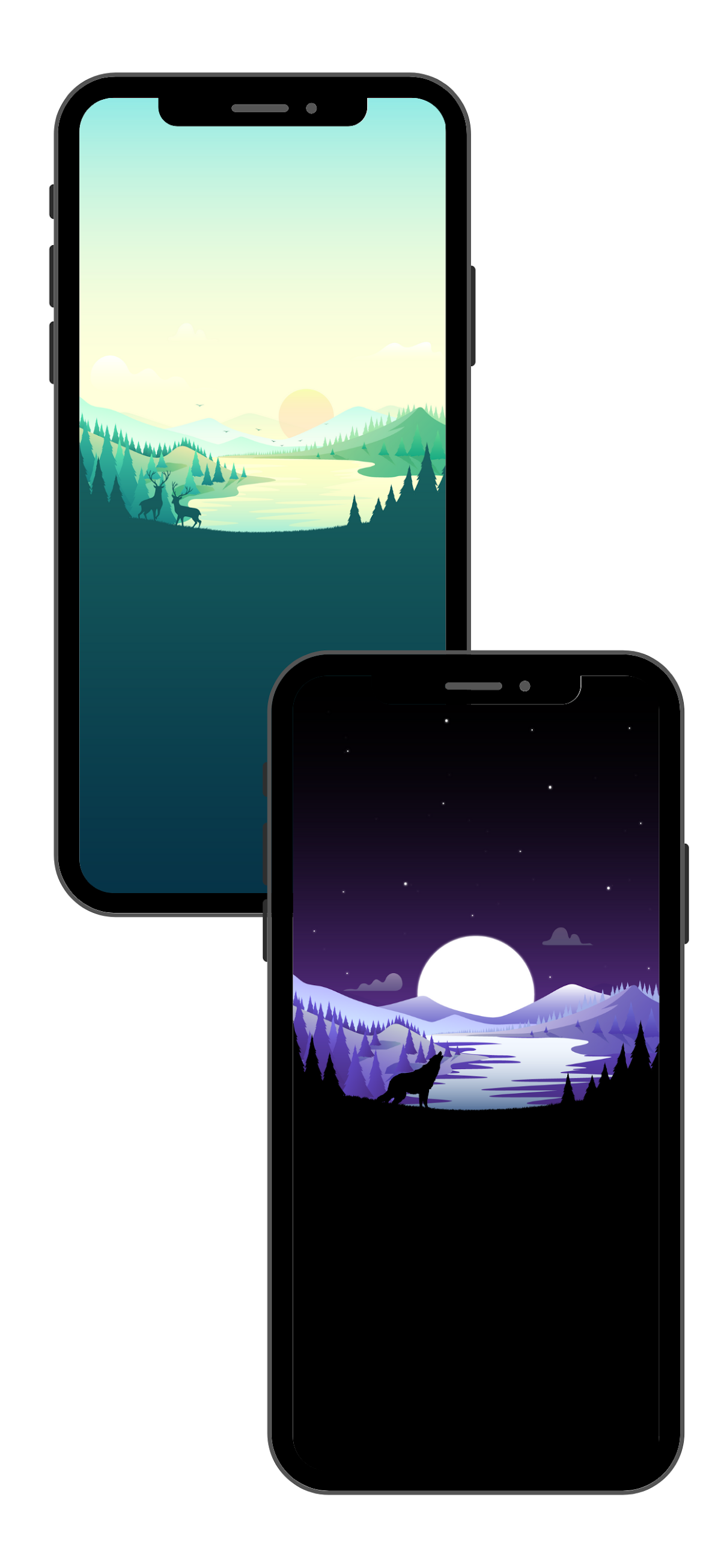 Day And Night Landscape Phone Wallpaper