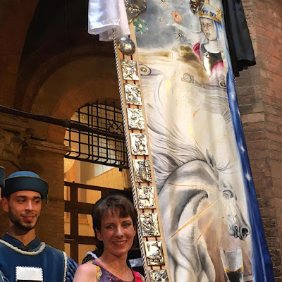 Siena: Drappellone per il Palio del 2 luglio 2017 realizzato da Laura Brocchi