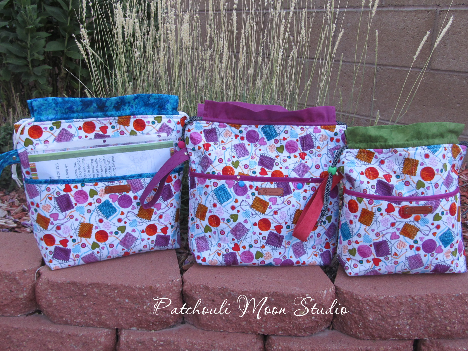 Patchouli Moon Studio: Drawstring Project Bags in 2 Sizes