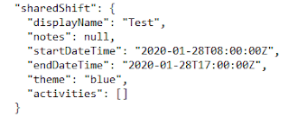 sharedShift value used for generating Schema for retrieving shift name, and dates