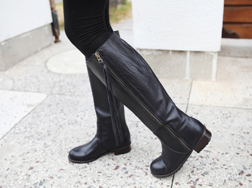 [Miamasvin] Knee-high Boots with Drawstring Zippers | KSTYLICK - Latest ...