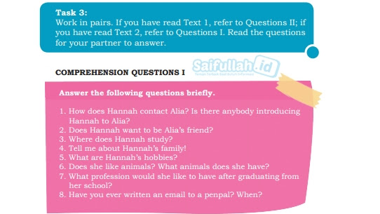 Pembahasan Soal Bahasa Inggris Chapter 1 Task 3: Talking About Self (Hal 8) Kelas 10