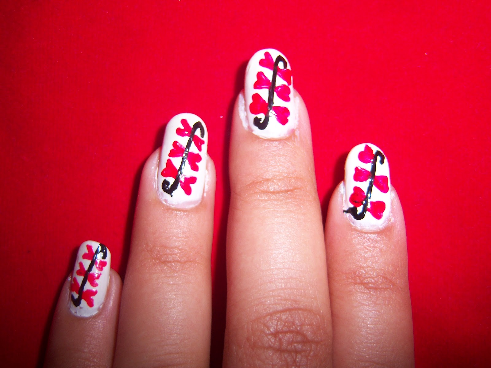 White and Red Nail Art - wide 2