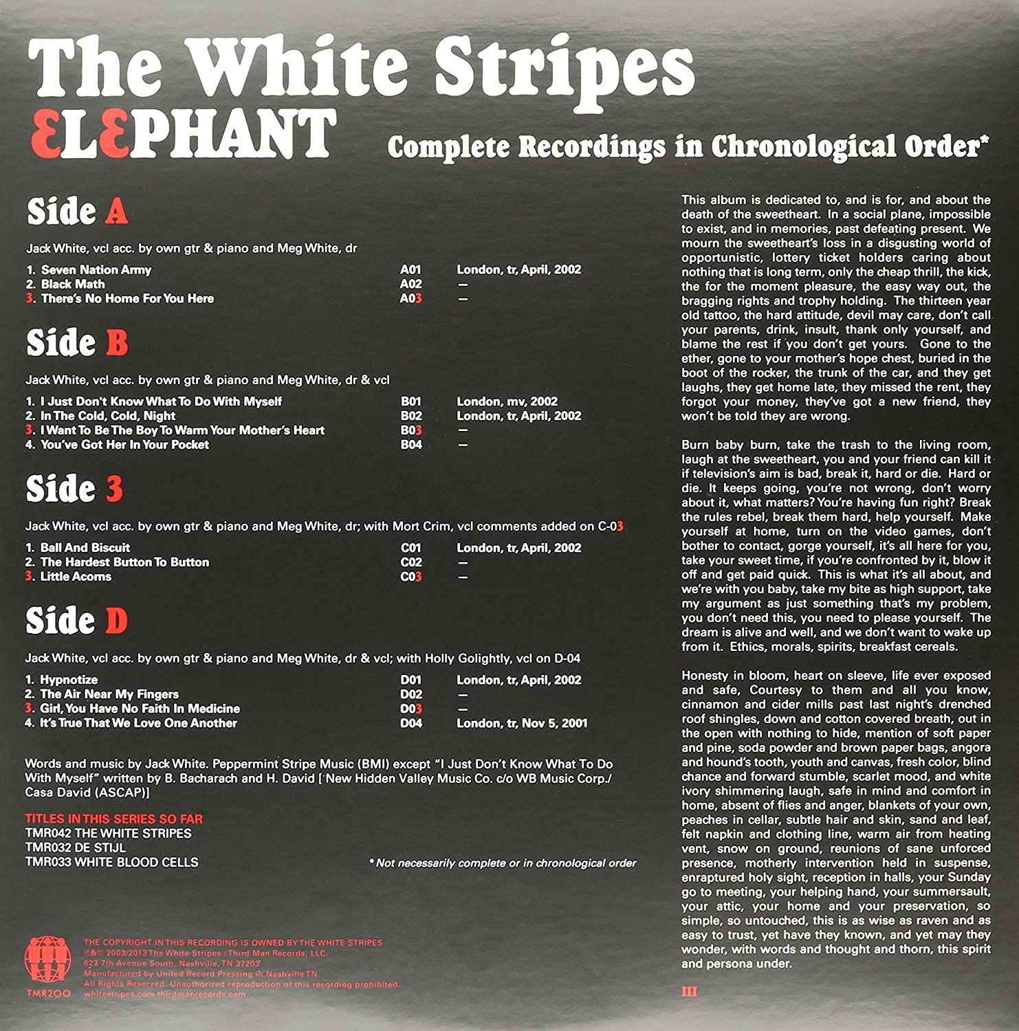 Classic Rock Covers Database The White Stripes Elephant (2003)