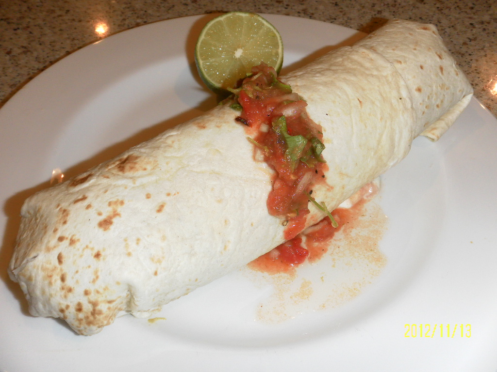 FLOWER POT KITCHEN BBQ CHICKEN BURRITO WITH HABANERO PICO DE GALLO