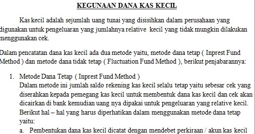 Berikut Ini Adalah Tujuan Utama Dibentuknya Dana Kas Kecil