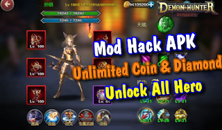 Download Demon Hunter: Dungeon Mod APK Free shopping Unlimited Money/ Diamonds & Unlock All Hero Game lậu free full