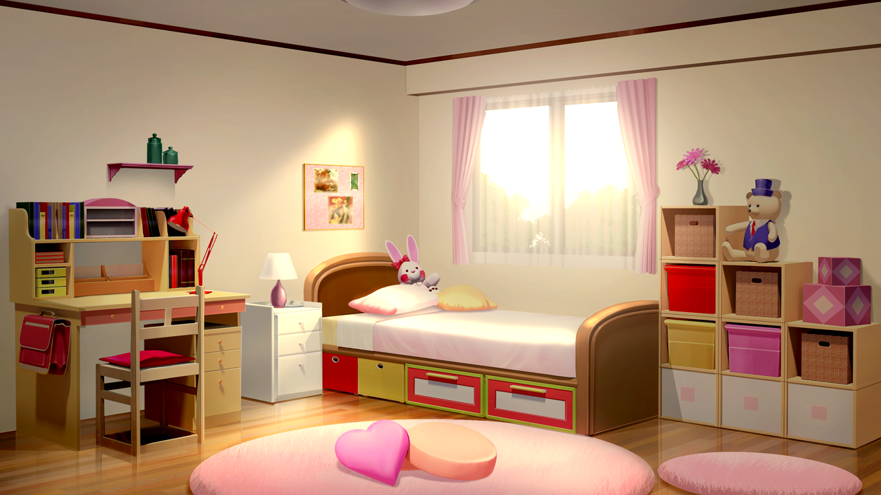 Anime Landscape: Anime Girl Sweet Bedroom Background