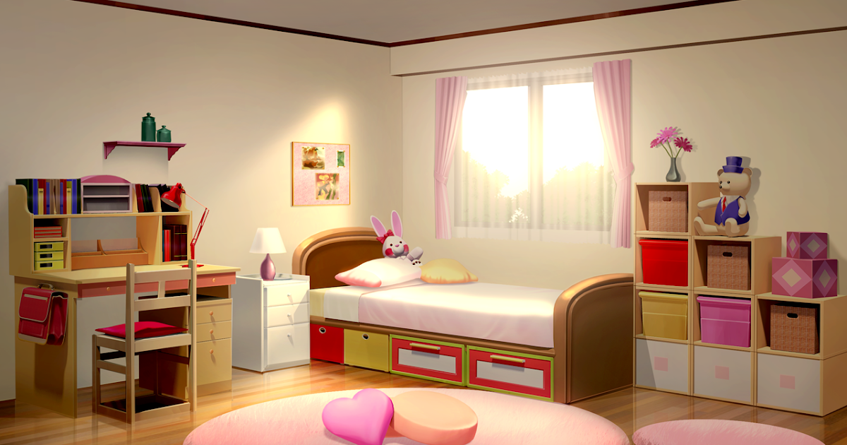 Anime Landscape: Anime Girl Sweet Bedroom Background