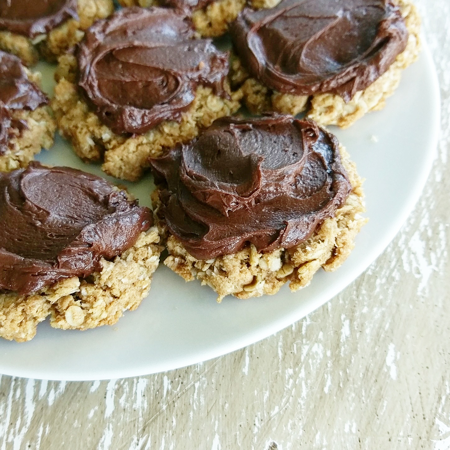 Simply Gourmet Peanut Butter Oatmeal Cookies with Chocolate Frosting