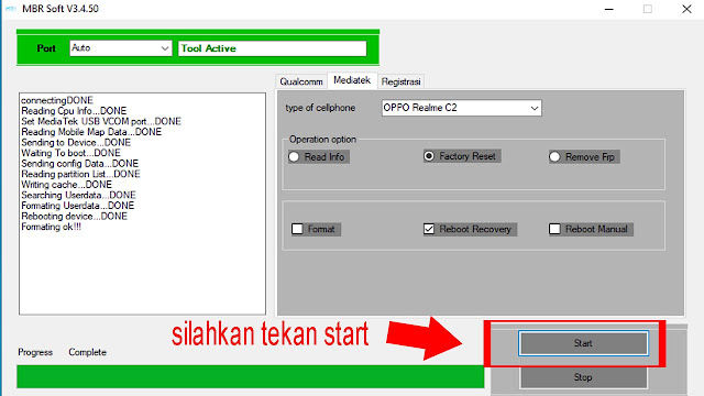 Buka pola realme c2 rmx1941 2020 via RBS Soft V3.4.50