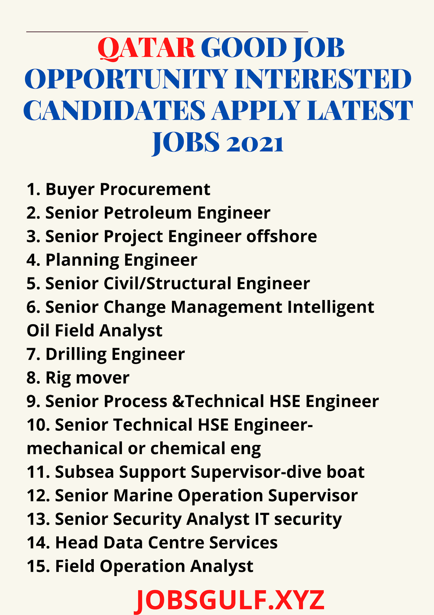 QATAR GOOD JOB OPPORTUNITY INTERESTED CANDIDATES APPLY LATEST JOBS 2021