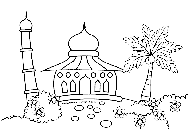 gambar mewarnai masjid