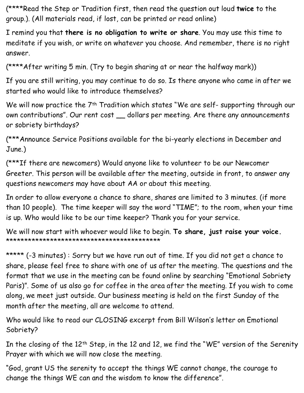 Emotional Sobriety Worksheets