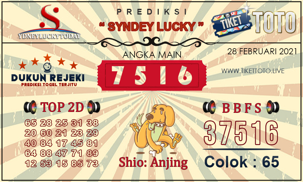 Prediksi Togel SYDNEY LUCKY TIKETTOTO 28 FEBRUARI 2021
