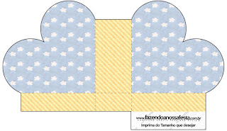 Clouds: Invitations and Free Printable Boxes. Clouds Heart Shaped Open Box.