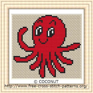 Octopus, Free and easy printable cross stitch pattern