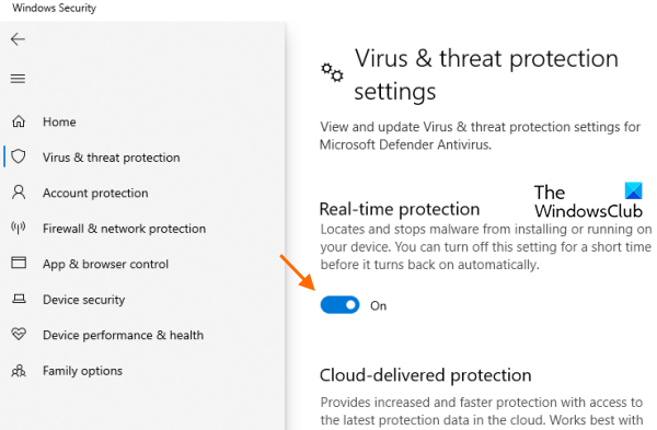 отключить антивирус Microsoft Defender
