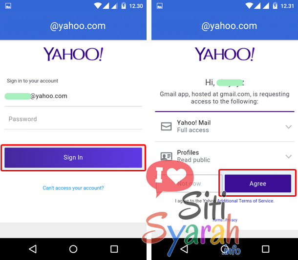 settingan email yahoo android