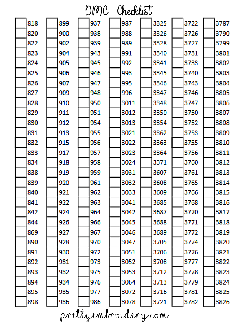 Printable Dmc Floss Checklist 2022 Customize And Print