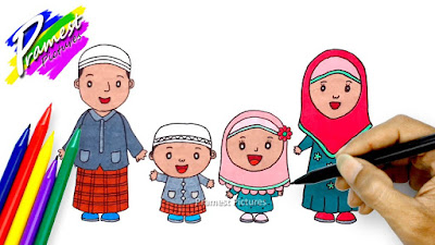 Gambar Kartun Muslim Sekeluarga