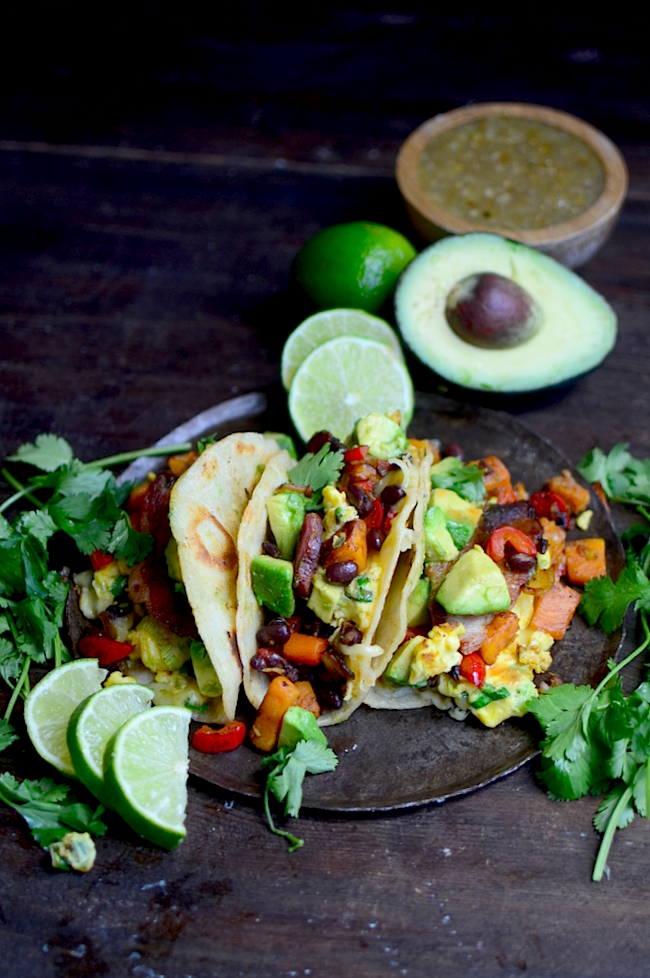 Yammie's Noshery Breakfast Tacos {With Sweet Potatoes, Black Beans