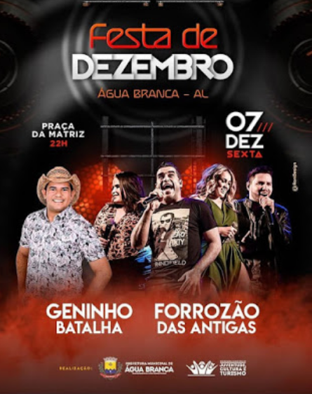  Com Geninho Batalha e Forrozão das Antigas "Festa de Dezembro" acontece nesta sexta-feira em Água Branca 