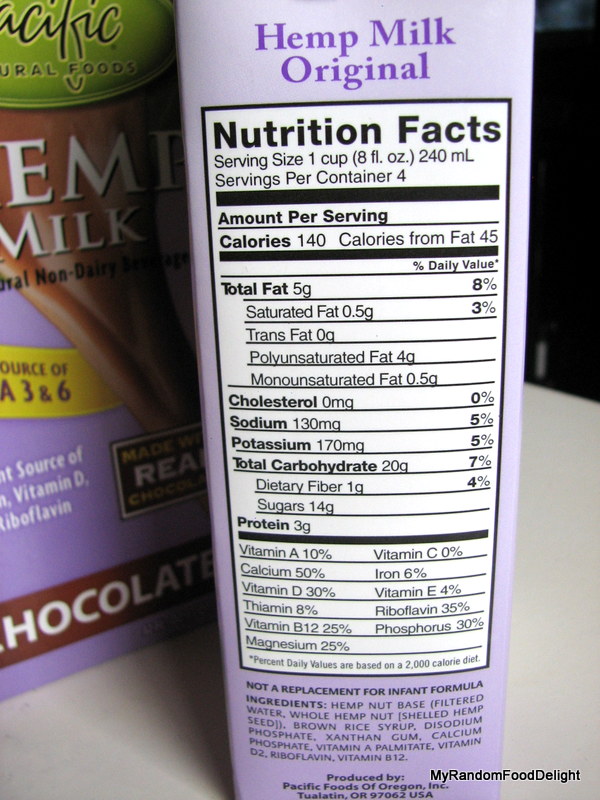 My Random Food Delight Pacific Foods Hemp Milk