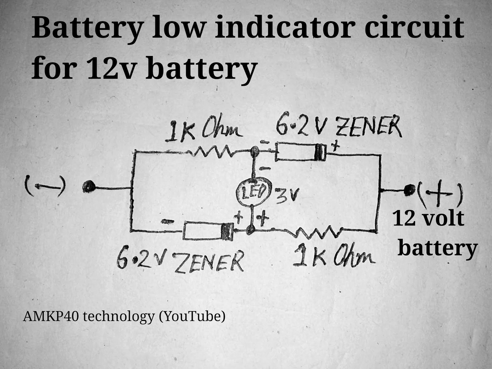 Battery Low Indicator Circuit For 12 Volt Battery Circuit Diagram.