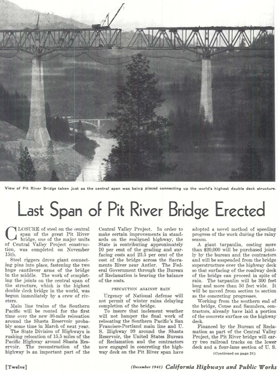 Industrial History 1941 I5+UP/Southern Pacific Bridges over Pit (Pitt