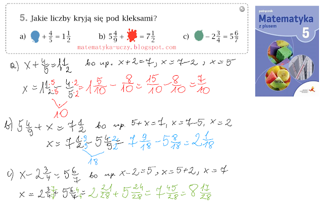 Zad. 4 i 5 str. 86 "Matematyka z plusem 5"