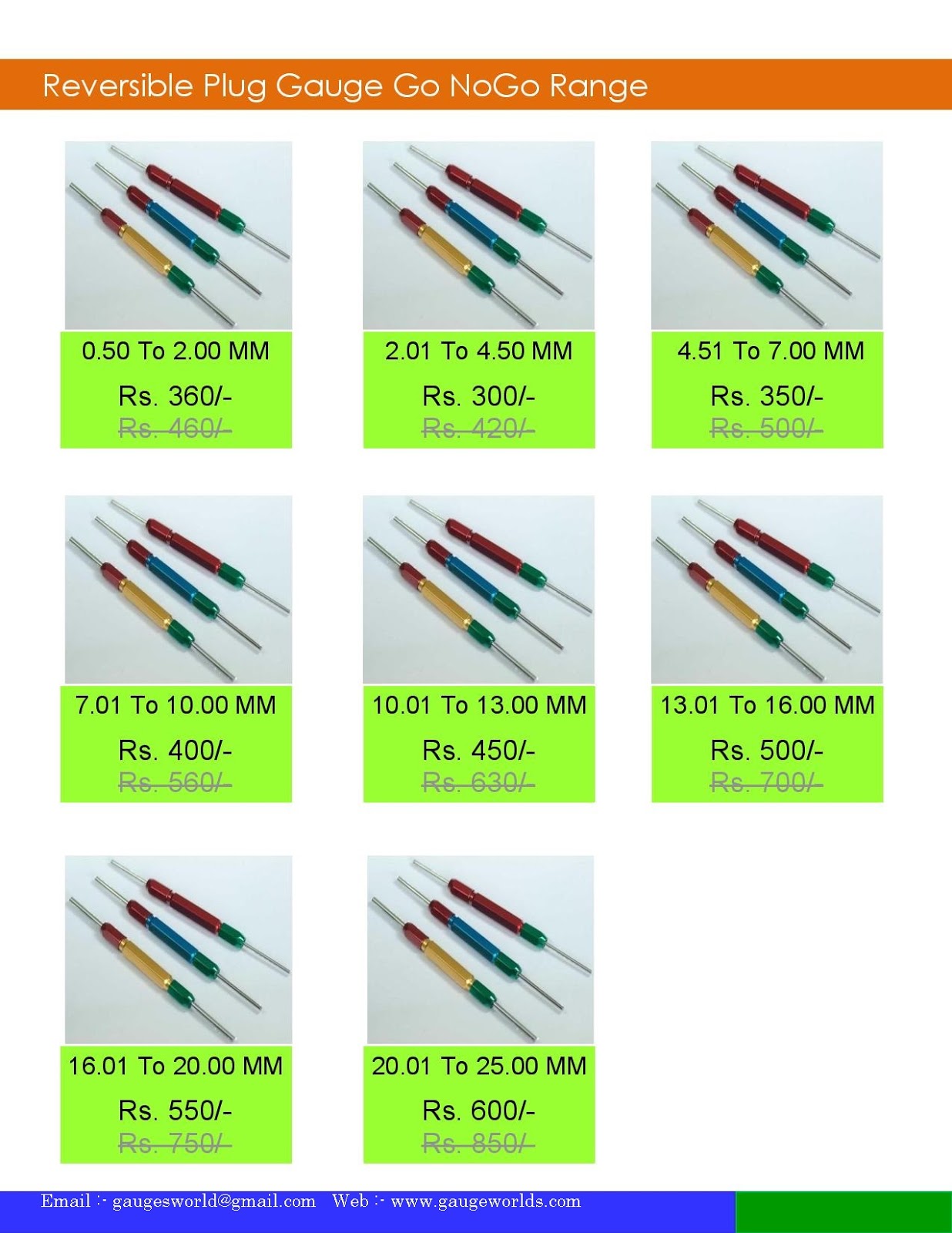 Geeta Engineering Works Reversible Plug Gauge Price List